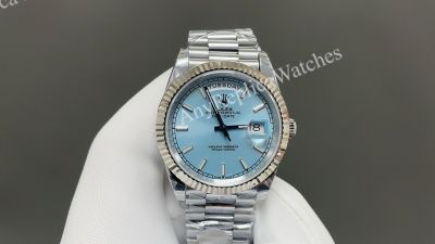 8+ Factory Rolex Daydate 40mm Fluted Bezel 3255 Movement Index Blue/Black Face Watch
